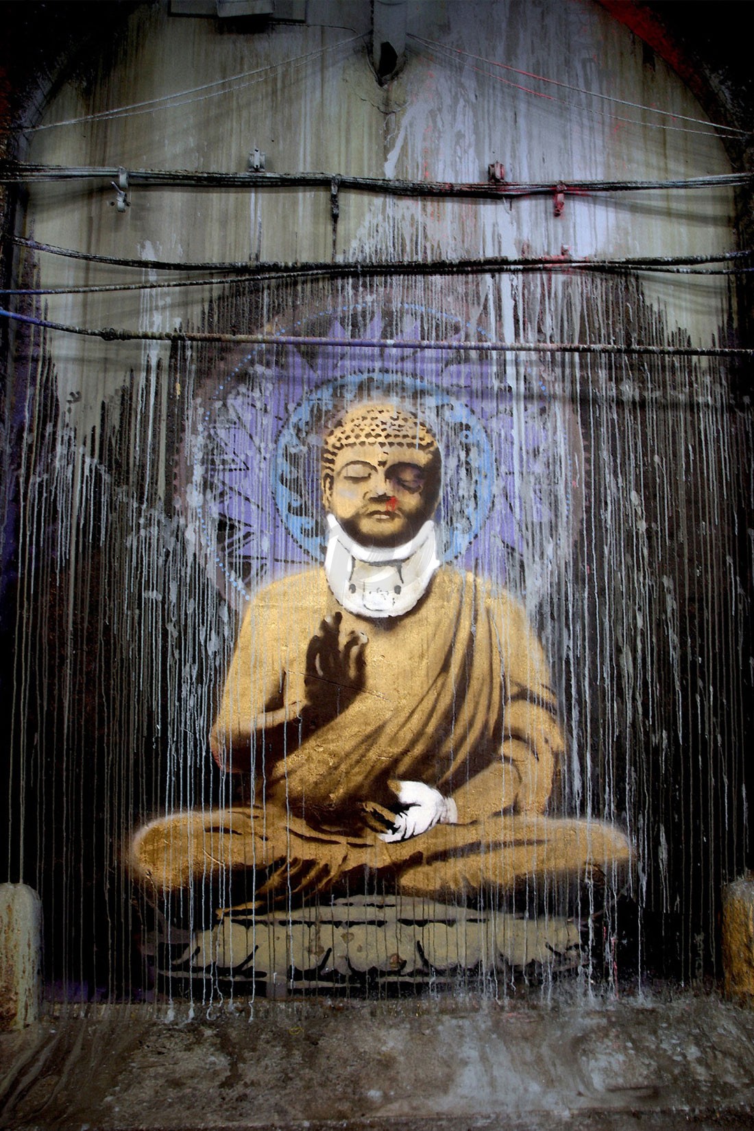 Banksy - Injured Buddha (Hand-Painted Reproduction)
