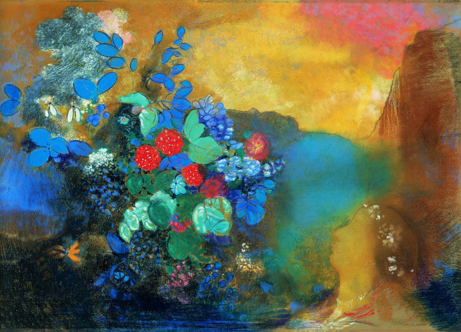 Odilon Redon - Ophelia among the Flowers (Hand-Painted)