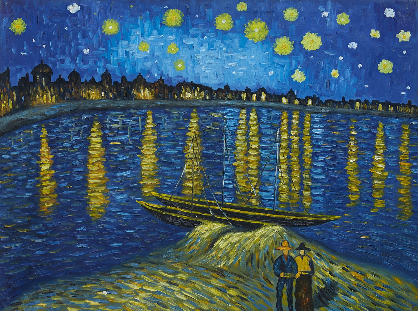 Vincent Van Gogh - The Starry Night Over The Rhone (Hand-Painted)
