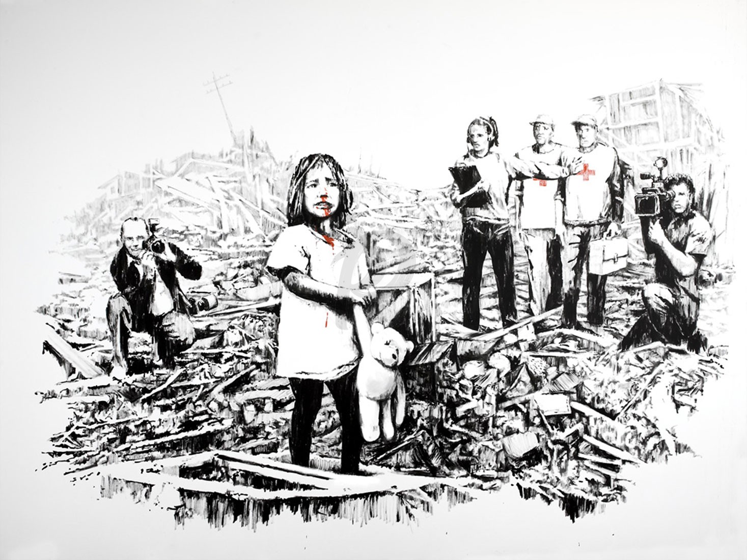 Banksy - Child Survivor Media (Hand-Painted Reproduction)