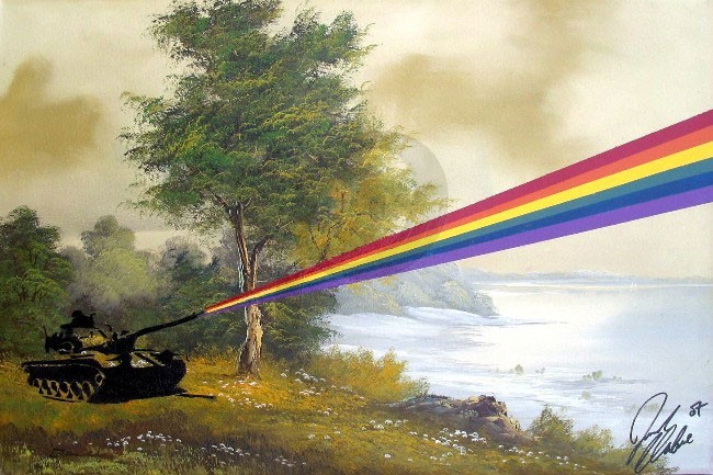 Banksy - Rainbow Tank (Hand-Painted Reproduction)
