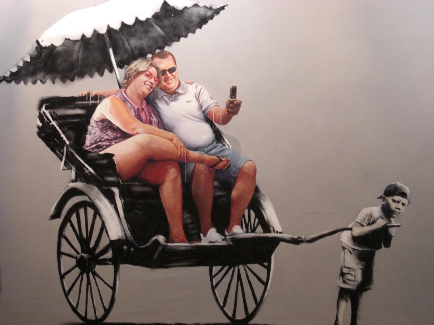 Banksy - Rickshaw Kid (Hand-Painted Reproduction)