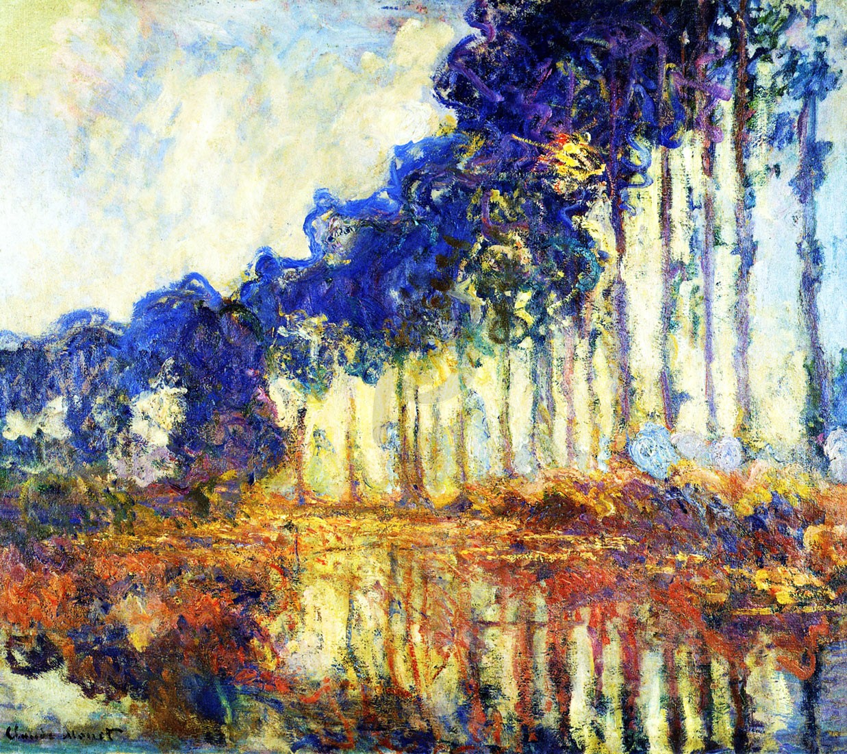 Claude Monet - Poplars on the Banks of the River (Hand-Painted)