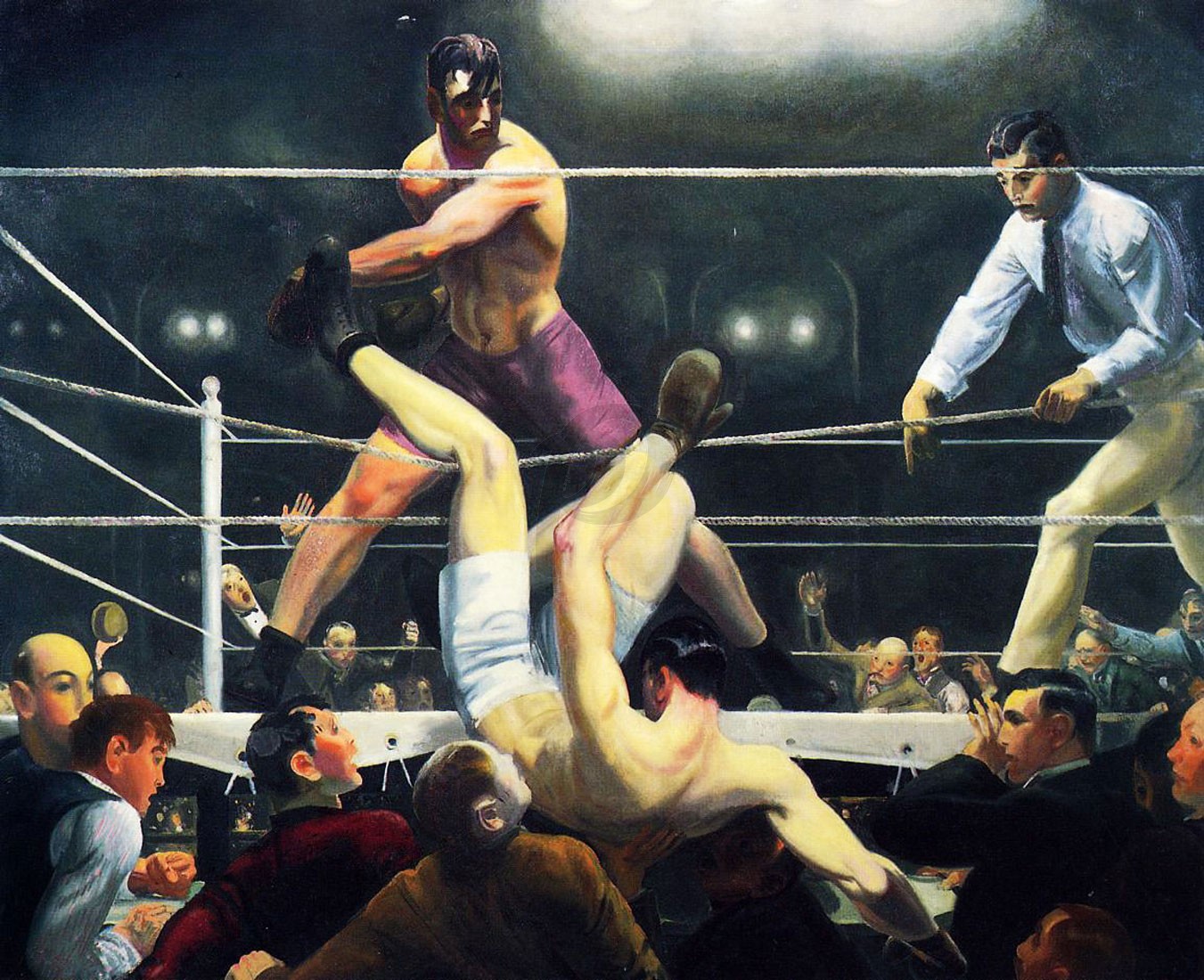George Bellows - Dempsey and Firpo (Hand-Painted)