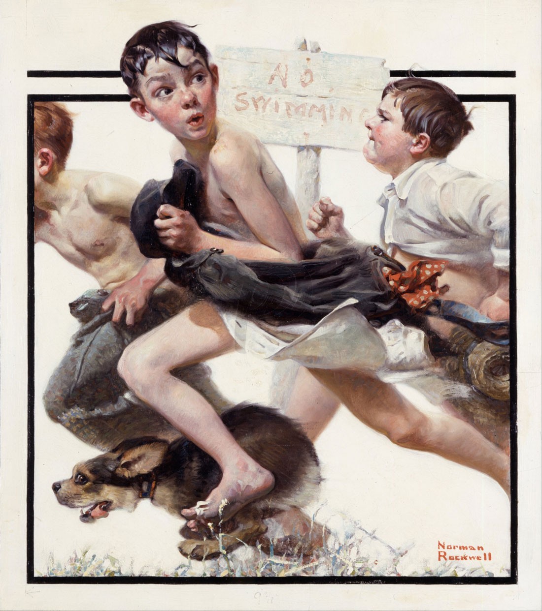 Norman Rockwell - No Swimming (Hand-Painted)