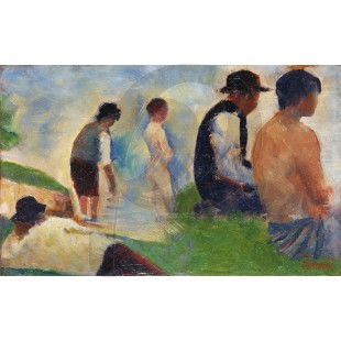 Georges Seurat - Study for Bathers at Asnières (Hand-Painted)