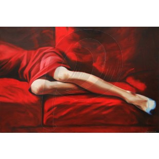 Patrice Larue - La Fille en Rouge (Hand-Painted Reproduction)