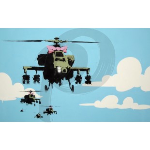 Banksy- Helicopters (Hand-Painted Reproduction)