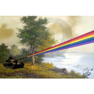 Banksy - Rainbow Tank (Hand-Painted Reproduction)