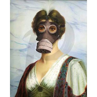 Banksy - Woman Wearing Gas Mask (Hand-Painted Reproduction)