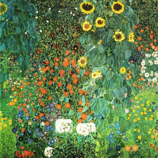 Gustav Klimt - Farm Garden With Sunflowers (Hand-Painted)