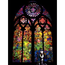 Banksy - Stained Glass Window Graffiti (Hand-Painted Reproduction)