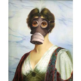 Banksy - Woman Wearing Gas Mask (Hand-Painted Reproduction)
